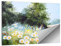 Sunny Daisy Meadow with Red Poppies Wall Art