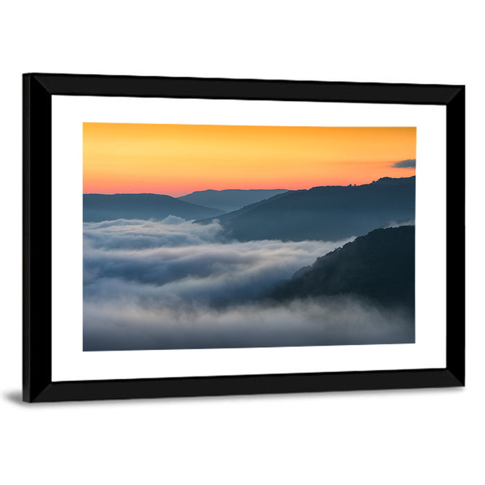 Foggy Mountains West Virginia Wall Art as a framed print