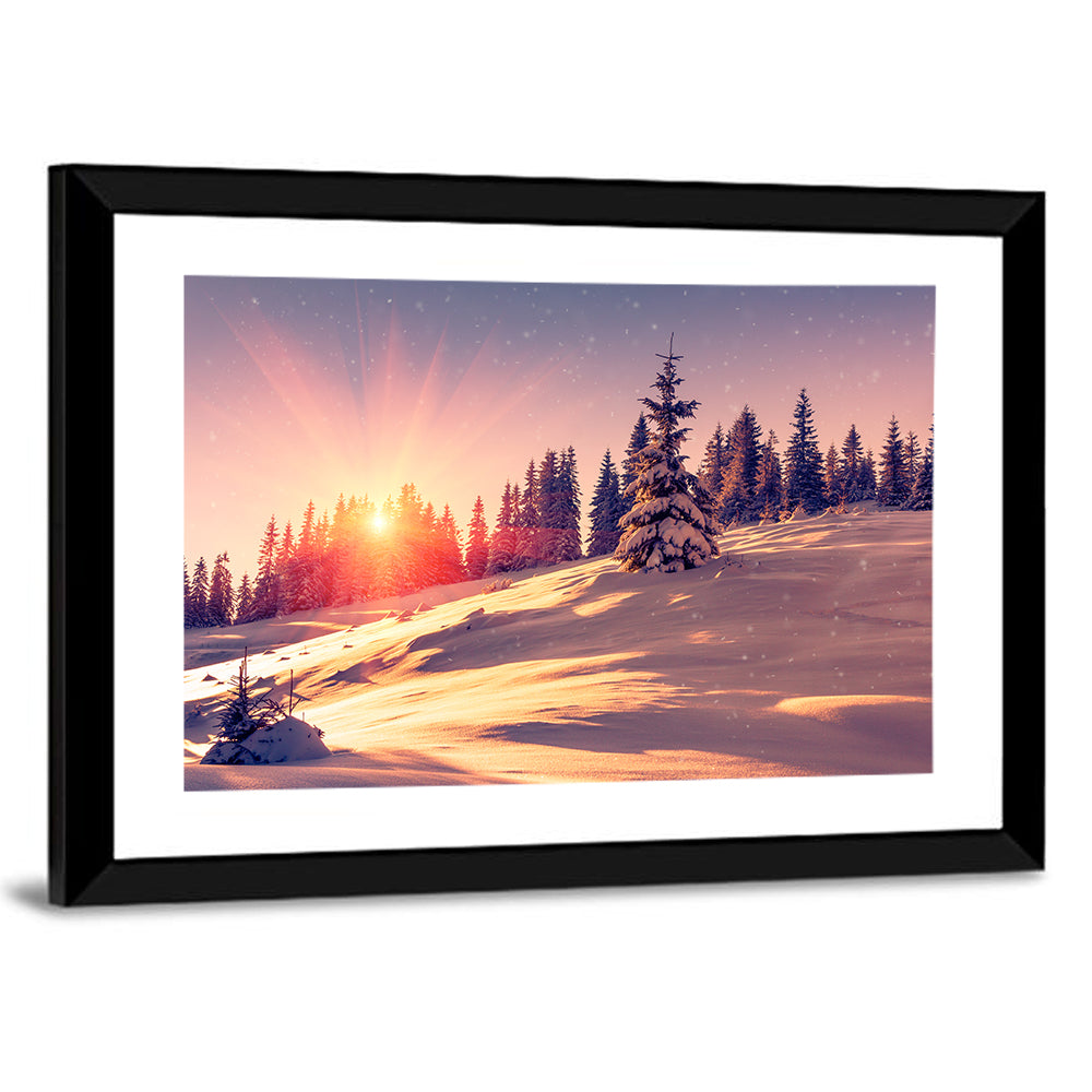 Winter Mountains Sunrise Wall Art