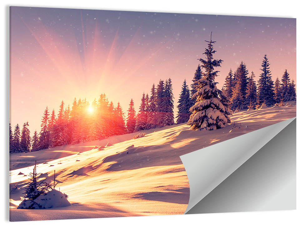Winter Mountains Sunrise Wall Art