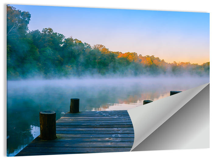 Misty Dock, Mt Saint Francis Wall Art as a poster print