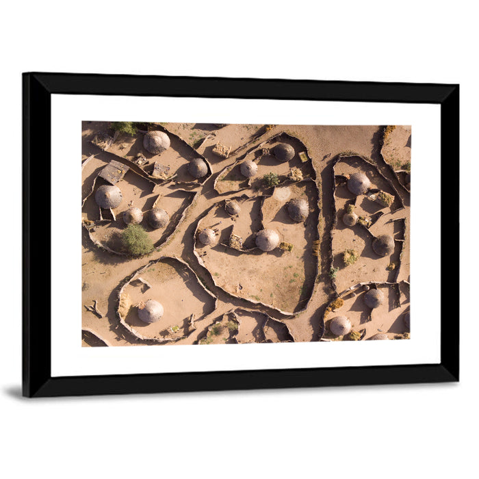 Thatched Huts in Chad Wall Art as a framed print