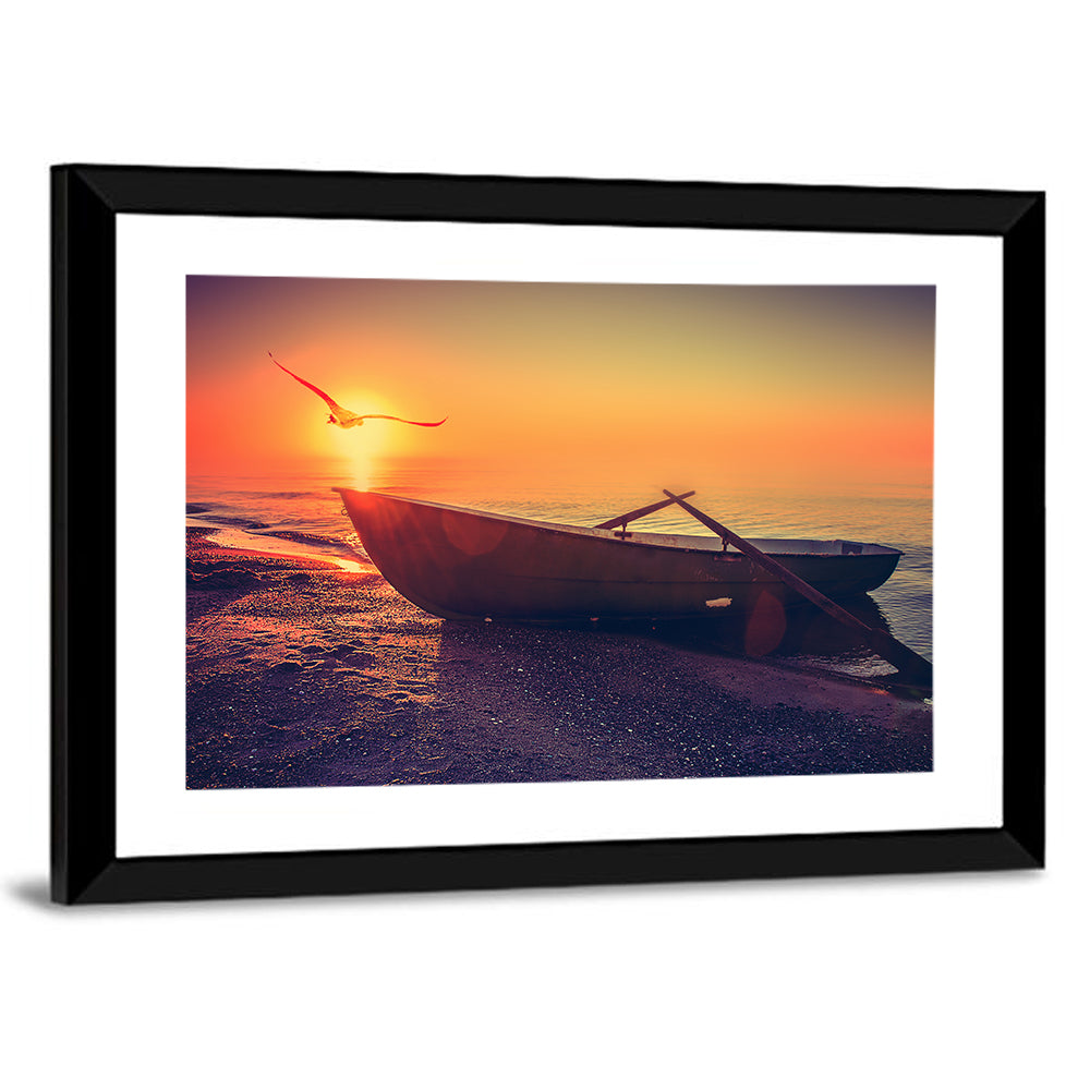 Fishing Boat Sunset Wall Art