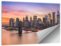 Brooklyn Bridge Light Trails Over Lower Manhattan Wall Art