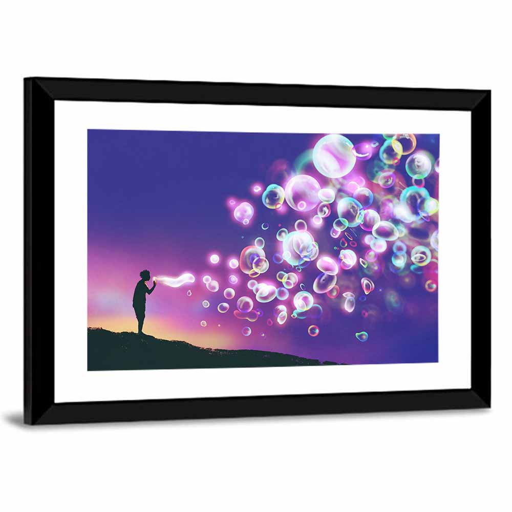 Man Blowing Soap Bubbles Wall Art