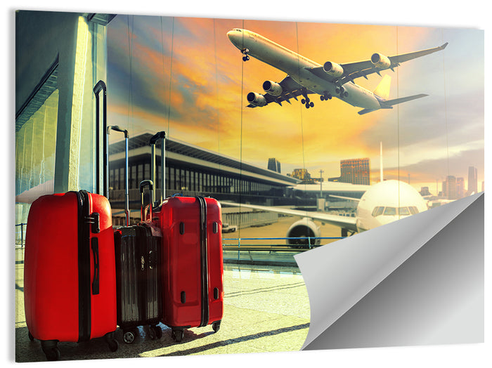 Suitcases at the Airport Window Wall Art as a poster print