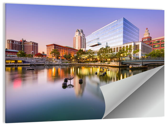 Providence River Skyline at Twilight Wall Art as a poster print
