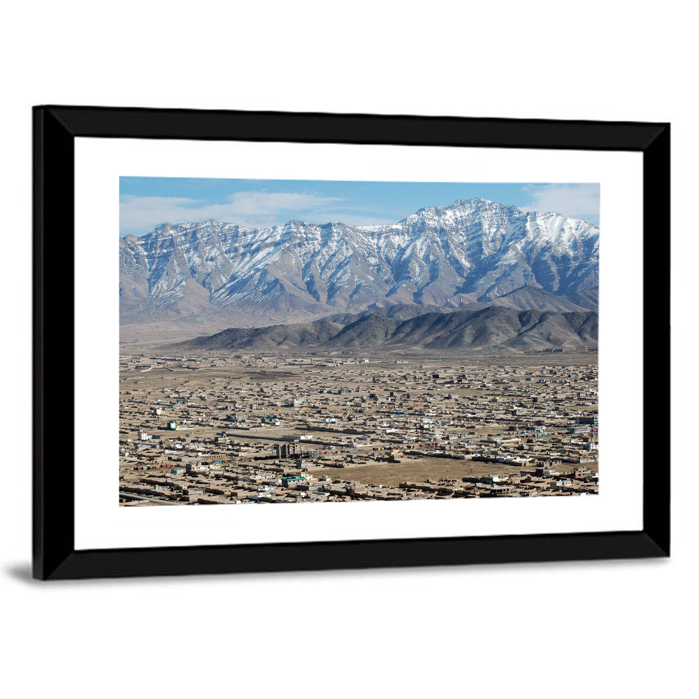 Kabul from Above with Snow-capped Mountains Wall Art