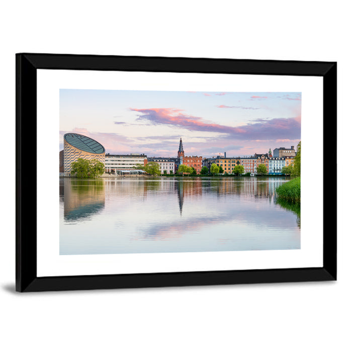 Copenhagen Lake at Sunset Wall Art as a framed print