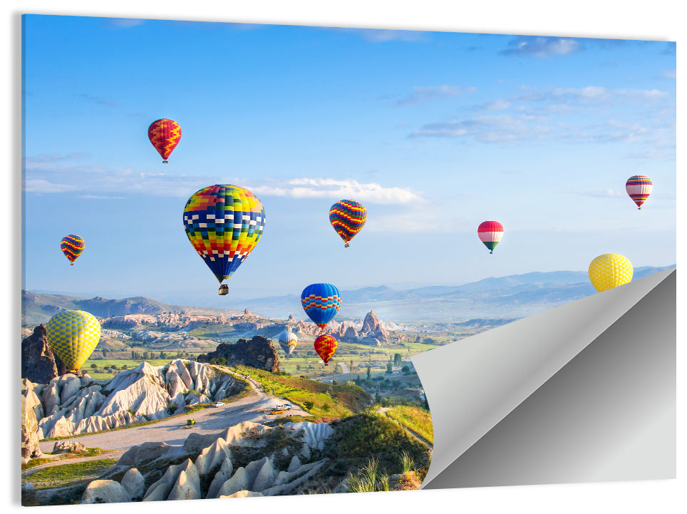 Cappadocia Hot Air Balloons Over Rock Valleys Wall Art