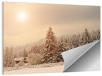 Snowy Pine Forest at Golden Hour Wall Art