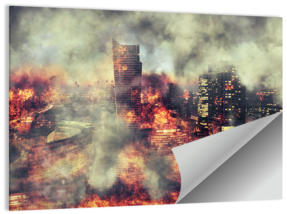 Warsaw Spire Burning City Abstract Wall Art