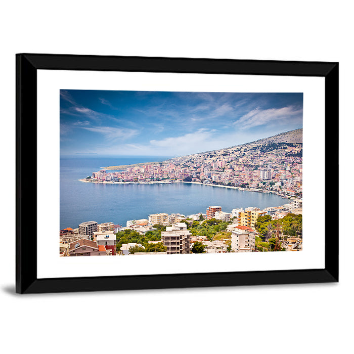 Saranda Bay Cityscape Wall Art as a framed print