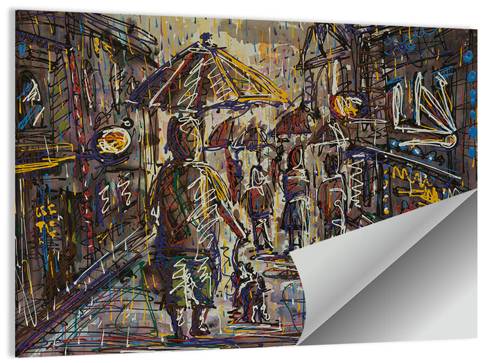 Rainy City Street Wall Art as a poster print