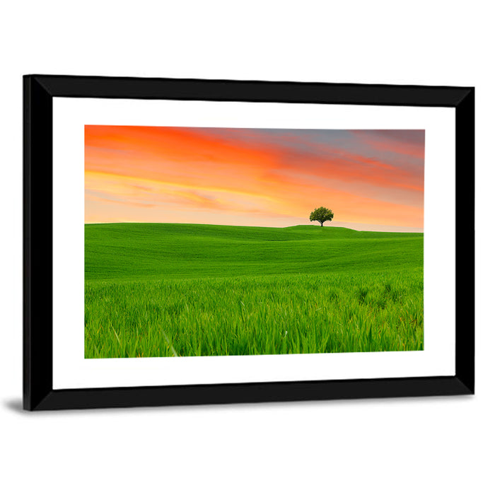 Tuscany Sunset Hills Wall Art as a framed print
