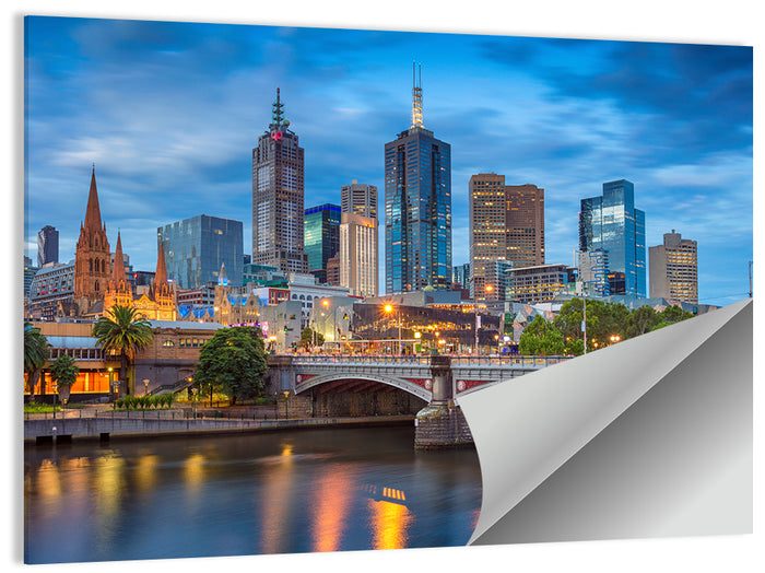 Melbourne Blue Hour Skyline Wall Art as a poster print