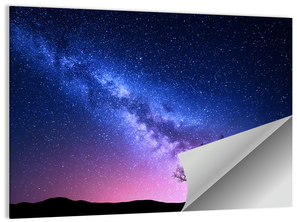 Milky Way Nebula Sky with Silhouetted Trees Wall Art