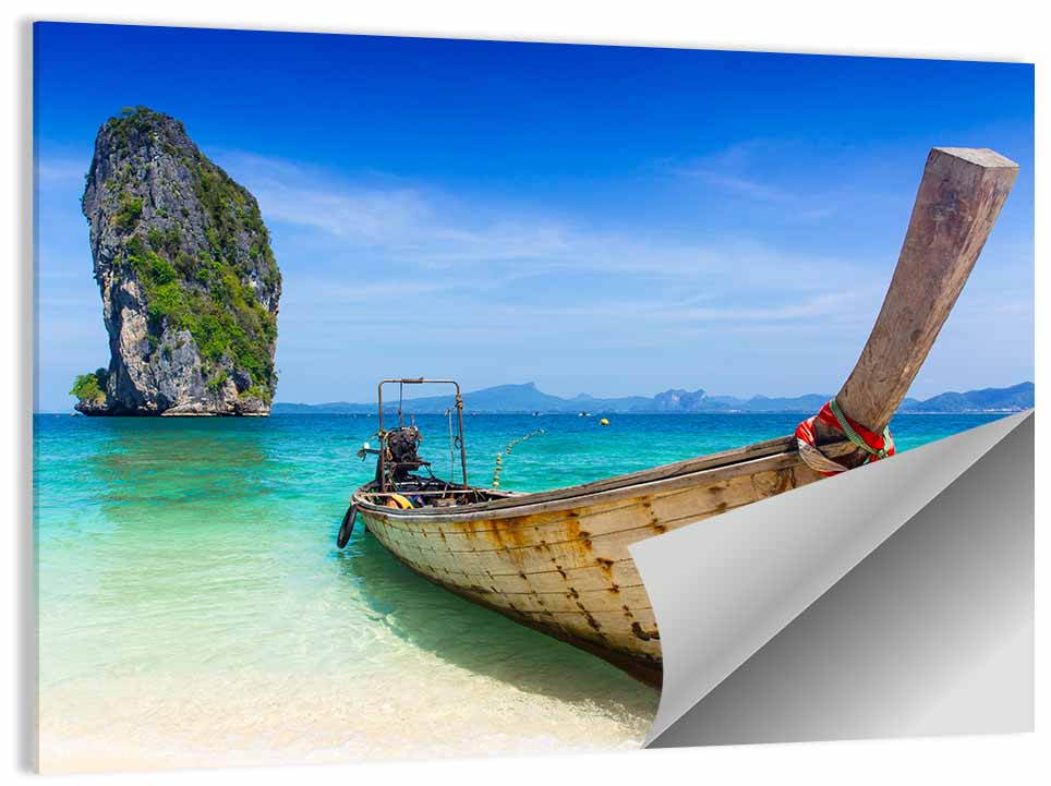 Krabi Longtail Boat Seascape Wall Art
