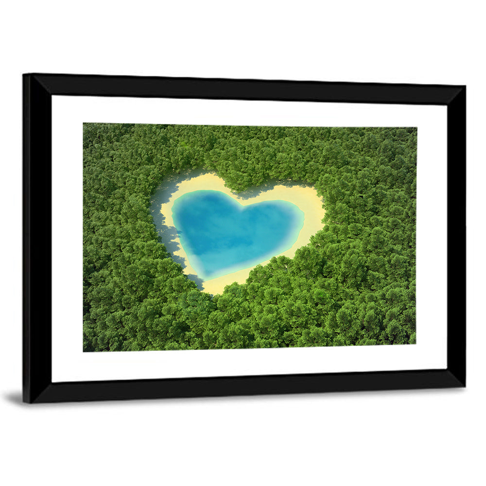 Heart-shaped Pond Aerial View Wall Art