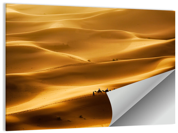 Golden Hour Camel Caravan Wall Art as a poster print