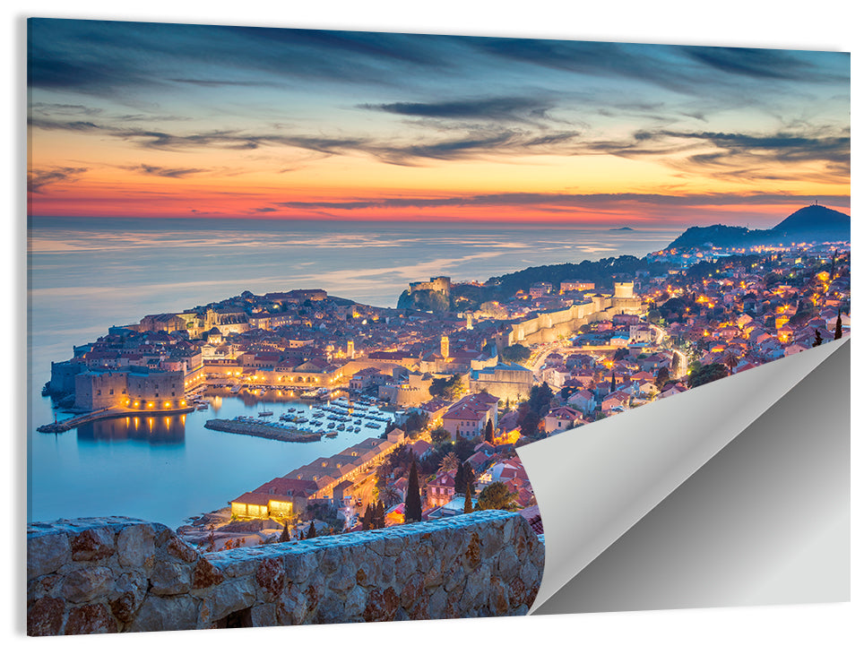 Old Town Dubrovnik at Dusk Wall Art