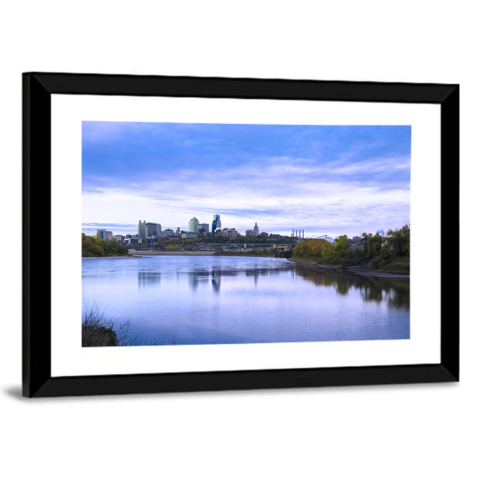 Kansas City Skyline at Dusk Wall Art as a framed print