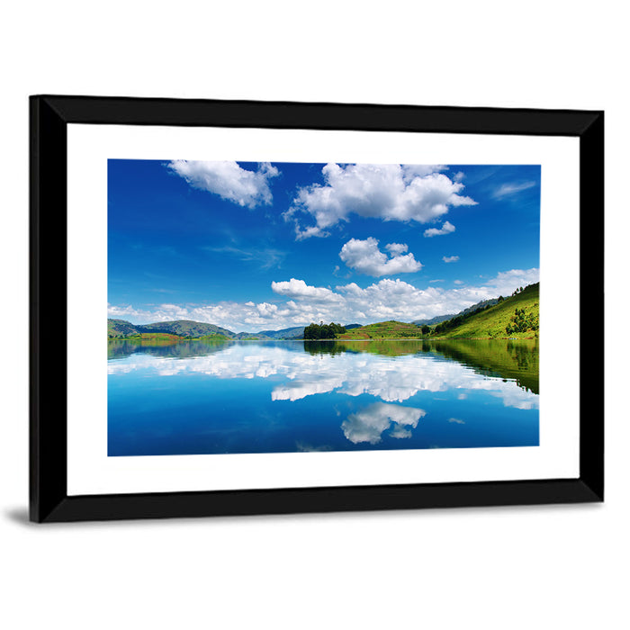 Bunyonyi Lake Reflection Wall Art as a framed print