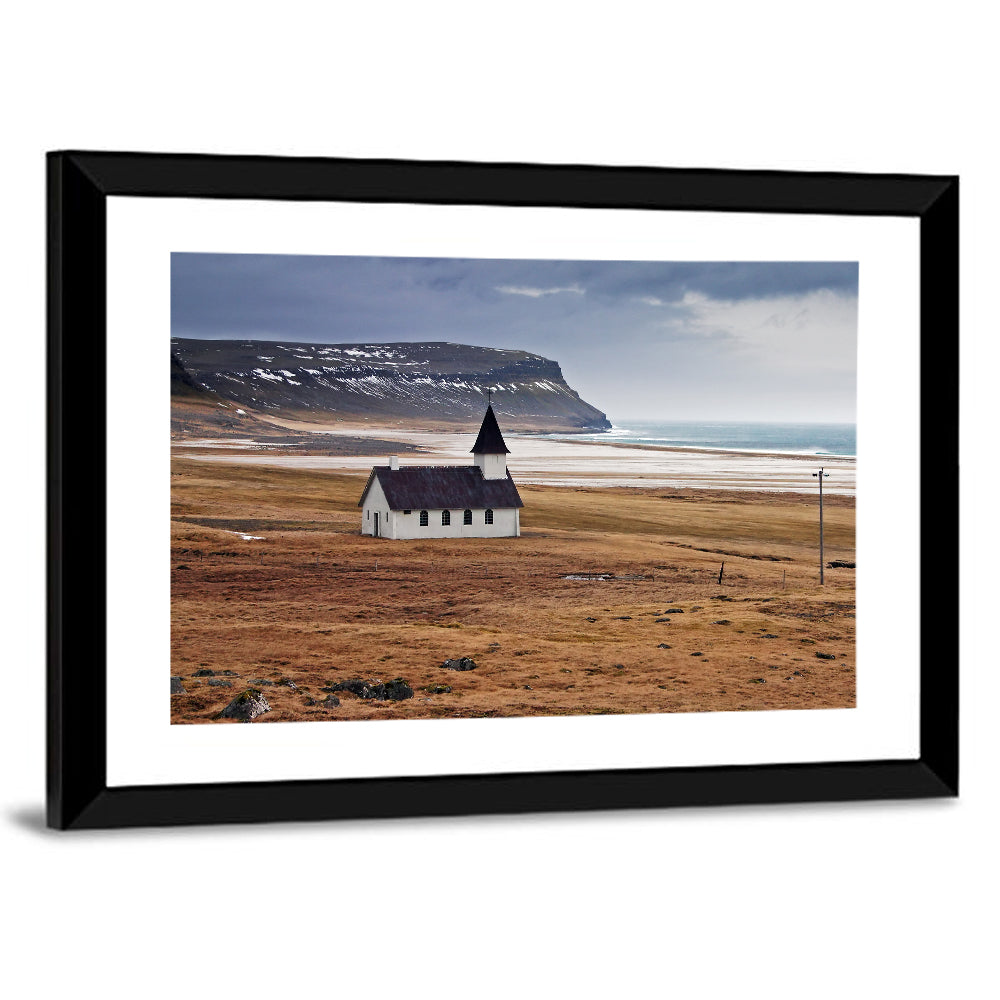 Icelandic Church with Dark Steeple Wall Art