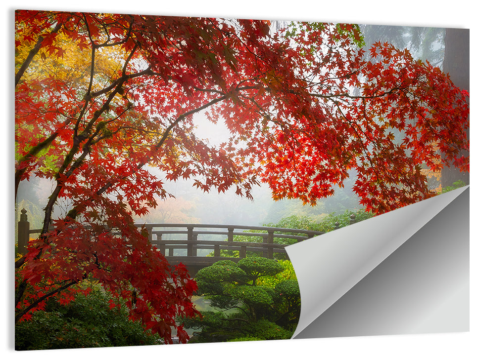 Portland Moon Bridge in Autumn Mist Wall Art