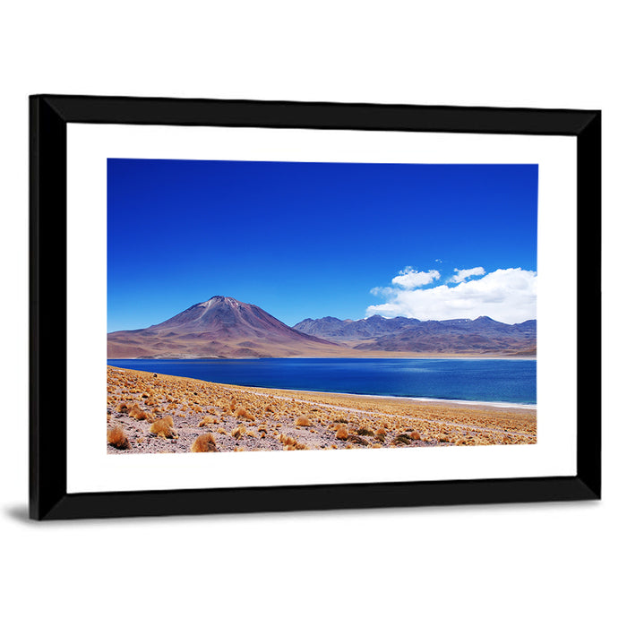 Miscanti Lagoon and Miñiques Volcano Wall Art as a framed print