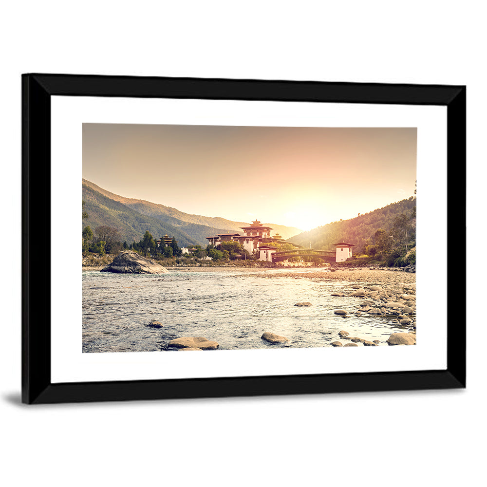 Punakha Dzong at Golden Hour Wall Art