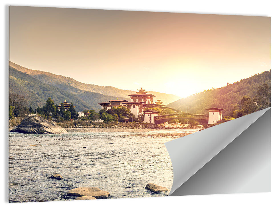Punakha Dzong at Golden Hour Wall Art