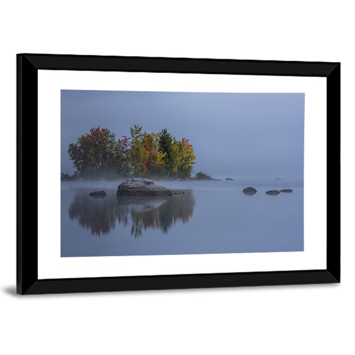 Morning Mist Over Chittenden Lake Wall Art as a framed print