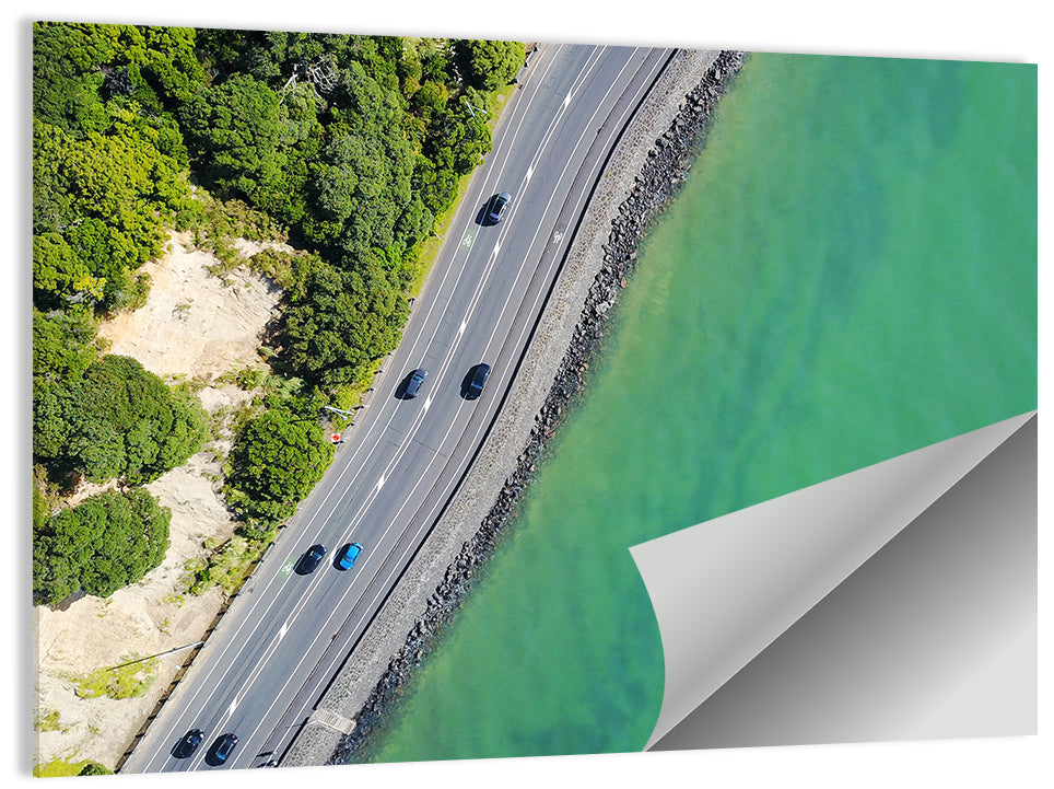 Auckland Coastal Highway Aerial View Wall Art