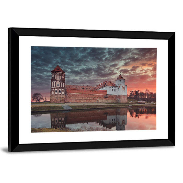 Mir Castle at Dusk Wall Art as a framed print
