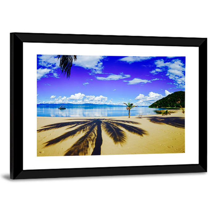 Lake Malawi Palm Shadow Wall Art as a framed print