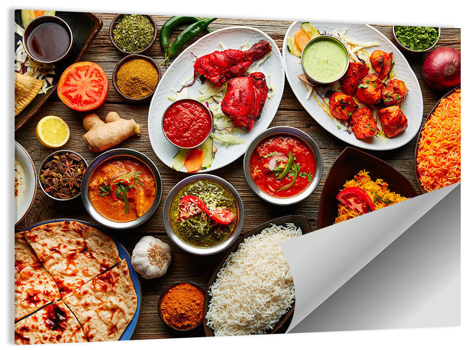 Indian Cuisine Flat Lay Wall Art