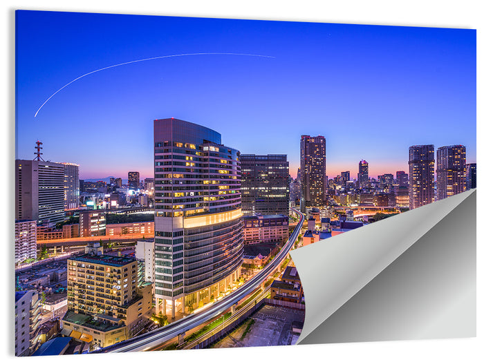 Tokyo Monorail Light Trails at Twilight Wall Art as a poster print