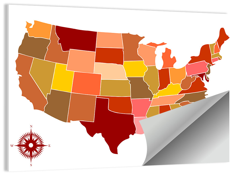 Stylized United States Map Wall Art