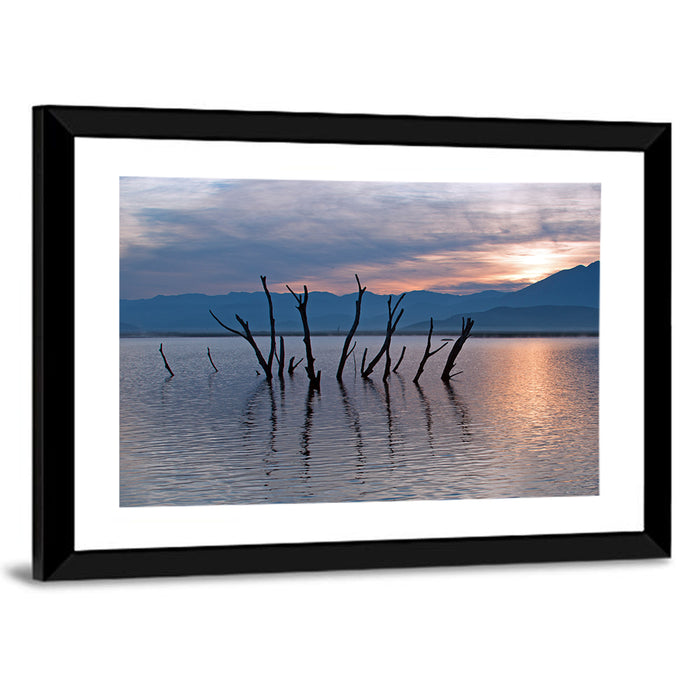 Lake Isabella Sunrise Reflection Wall Art as a framed print