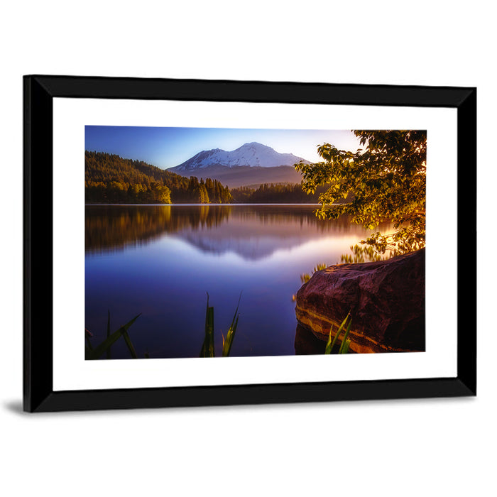Mt Shasta Reflection at Lake Siskiyou Wall Art as a framed print