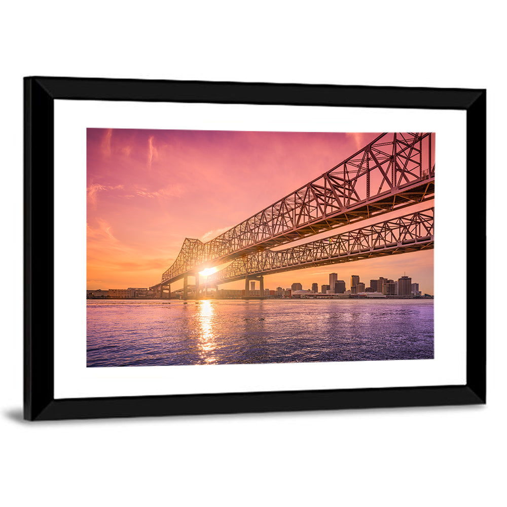 Crescent City Connection at Sunset Wall Art