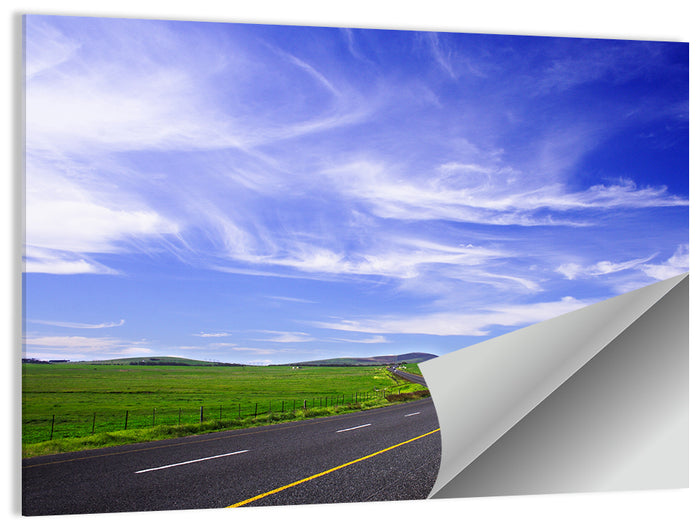 Winding Country Road in Green Fields Wall Art as a poster print