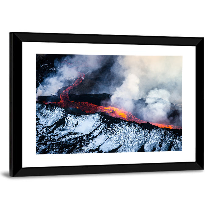 Snow-crusted Lava Flow Wall Art as a framed print