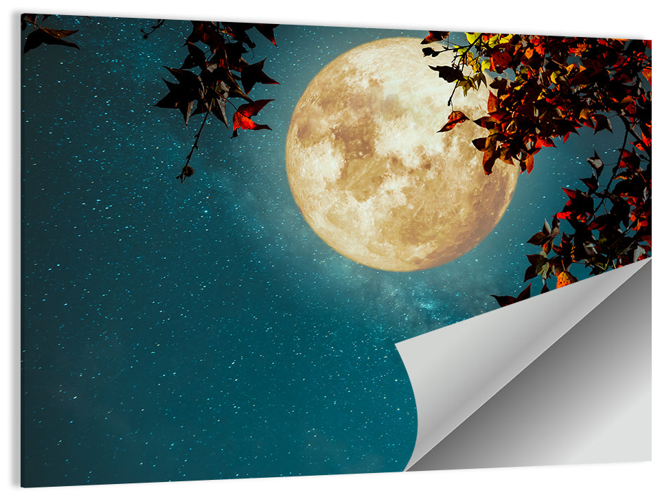 Autumn Moon with Milky Way Wall Art
