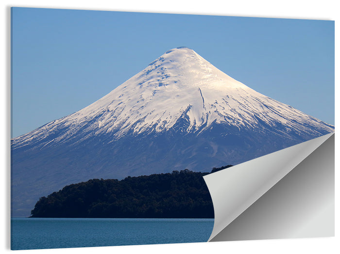Snow-capped Osorno Volcano Over Lake Wall Art as a poster print