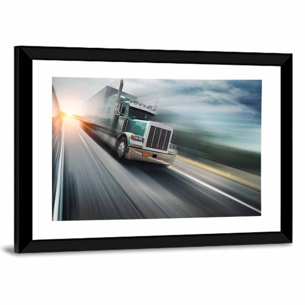 American Semi Truck in Motion Wall Art