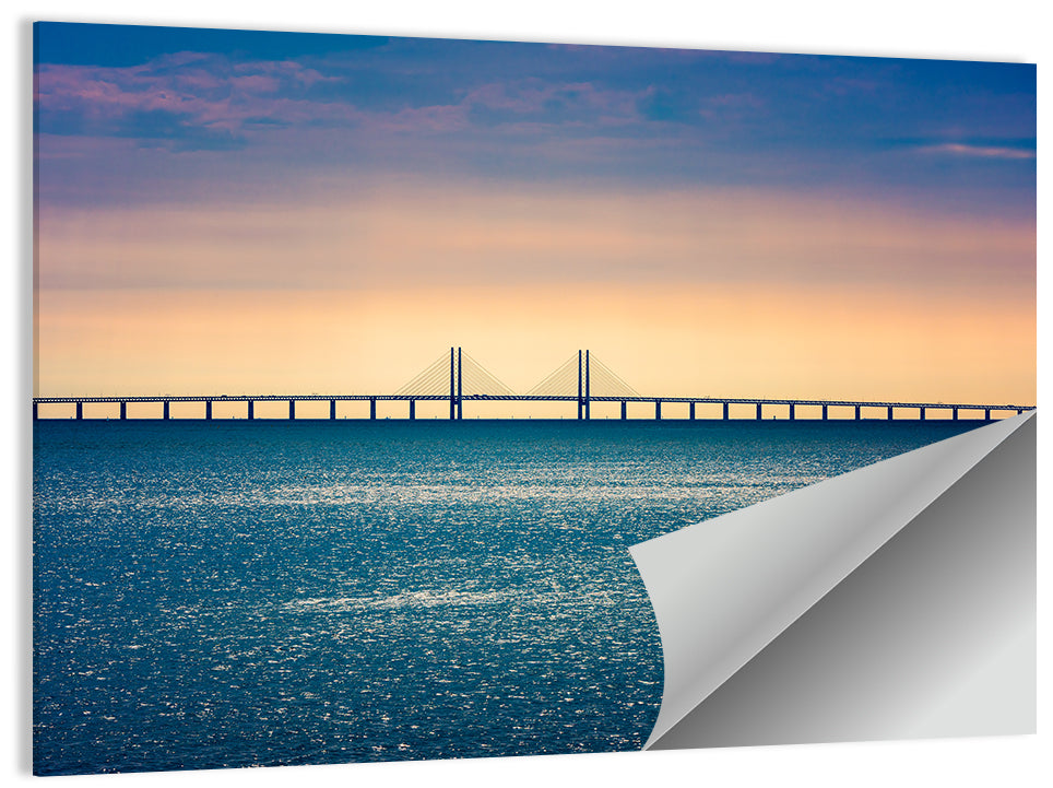 Øresund Bridge at Sunset Wall Art