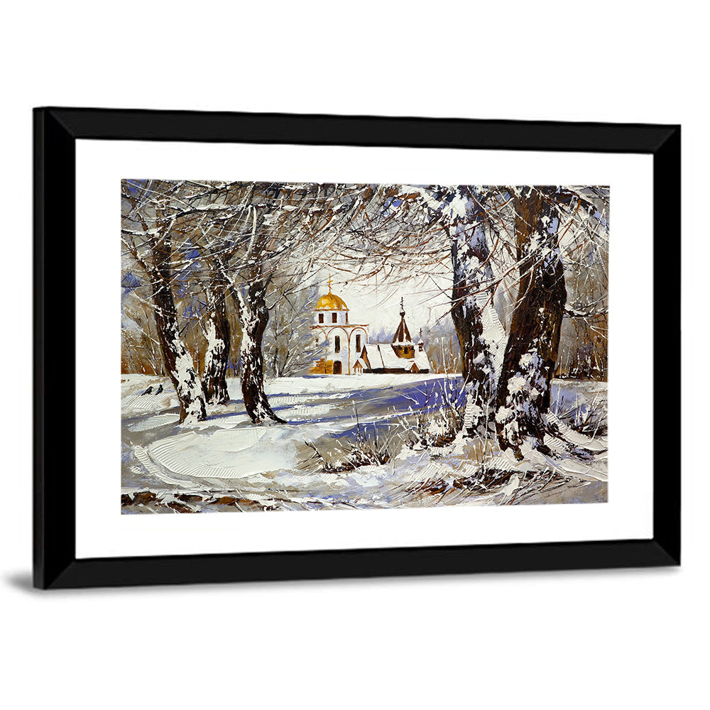 Winter Church with Gold Dome Wall Art