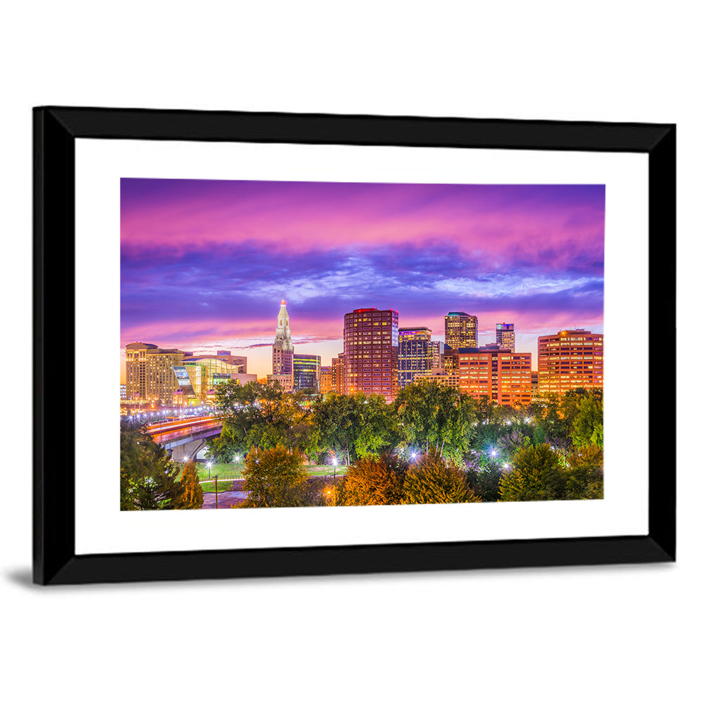 Hartford Skyline at Dusk Wall Art